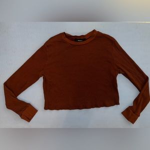 Forever 21+ Long Sleeve Brown Crop Top